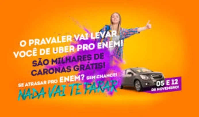 Vai fazer Enem? Ganhe desconto no Uber para chegar até prova!