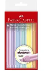 Caneta Marca Texto, Faber-Castell, Grifpen, MT/TP6ZF, 6 Cores, Tons Pastel