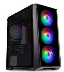 GABINETE GAMER MANCER WARD, RAINBOW, MID-TOWER, LATERAL DE VIDRO, COM 4 FANS, PRETO, MCR-WRD-RBL01