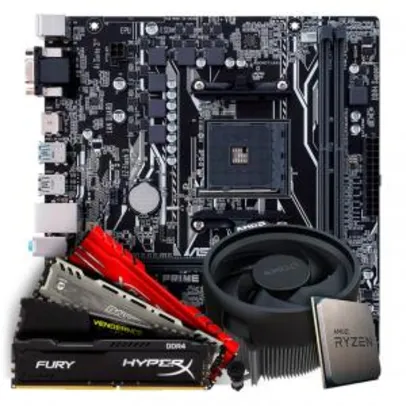 Kit Upgrade Placa Mãe Asus Prime A320M-K DDR4 + Processador AMD Ryzen 5 3500 3.6GHz + Memória DDR4 8GB 3000MHz