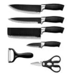 Kit Conjunto Jogo De Facas Antianderente Kit 6 Peças Chef Cozinha Aço Inoxidável Churrasco