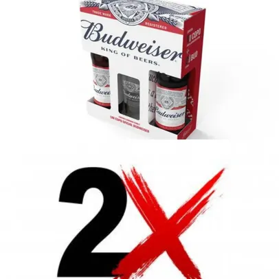 [Contas Novas] 2 KIT's Budweiser 330ML 2 UN + 1 COPO BUD VIDRO 350ML