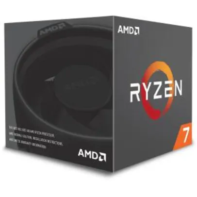 Processador AMD Ryzen 7 2700 3.2GHz / 4.1GHz Max Turbo YD2700BBAFBOX Octa Core 16MB Cooler Wraith Spire com LED, S/ Video