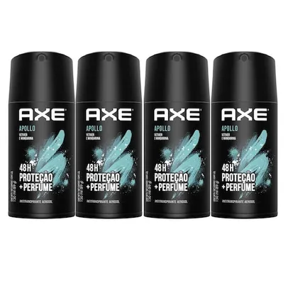 Kit 4x150mL Desodorantes Aerossol Spray Axe Apollo