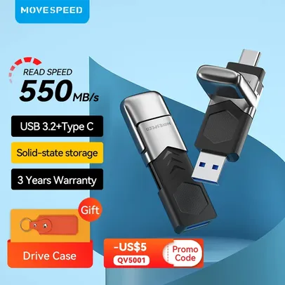 Unidade Flash USB MOVESPEED de AltaVelocidade para Telefones, Laptop, TelefonesPC, USB 3.2 Gen 2, Ti