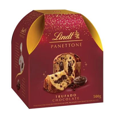 [LEVE 2 PAGUE 1] Panetone c/ Gotas e Recheio Trufado de Chocolate ao Leite Lindt 500g | R$25,00/unid