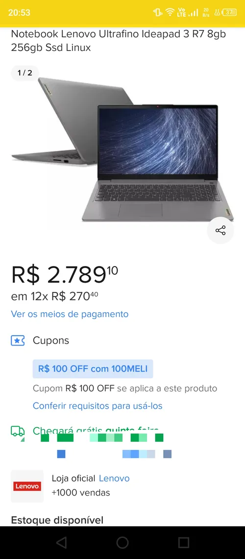 Imagem na descrição da promoção