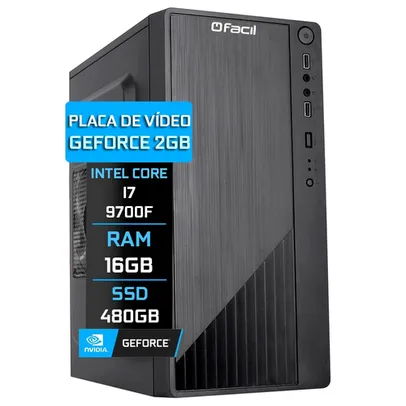 Computador Fácil Intel Core i7 9700F (Nona Geração) 16GB DDR4 ssd 480GB Geforce 2GB