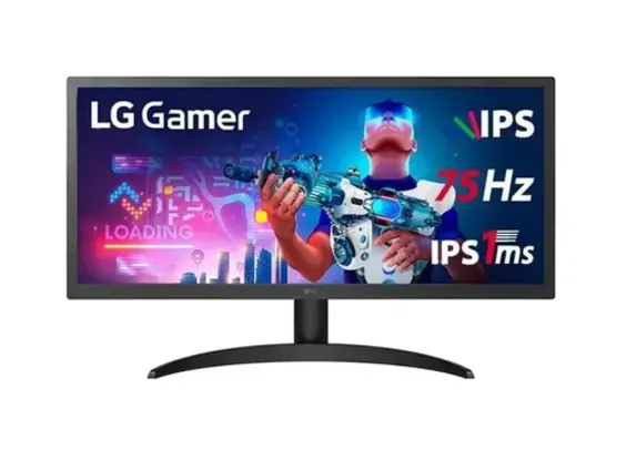 Monitor Gamer LG 26 IPS, Ultra Wide, 75Hz, Full HD, 1ms, FreeSync Premium, HDR 10, 99% sRGB, HDMI, VESA - 26WQ500