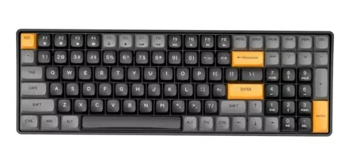 Teclado Gamer Mecânico Sem Fio Aigo A100 Switch Yellow Preto Cor De Teclado Preto E Cinza Idioma Inglês Internacional