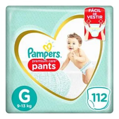 Fralda Pampers Pants Premium Care, tamanho G - 112 unidades | R$120