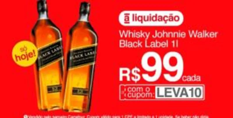 Whisky Johnnie Walker Black Label 1000ml | R$99 cada