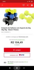 Conjunto de Halteres com Suporte de 2kg 3kg 4kg - R$104