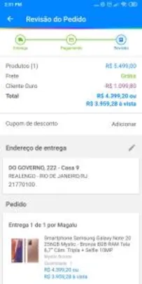 Cliente ouro + app: R$3960 | Smartphone Samsung Galaxy Note 20 256GB