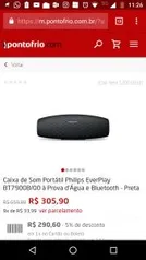 Caixa de Som Portátil Philips EverPlay BT7900B/00 à Prova d'Água e Bluetooth - Preta