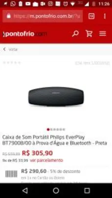 Caixa de Som Portátil Philips EverPlay BT7900B/00 à Prova d'Água e Bluetooth - Preta