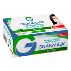 Máscara Descartável Granmask Tripla Camada Branca com Elástico 50 Unidades