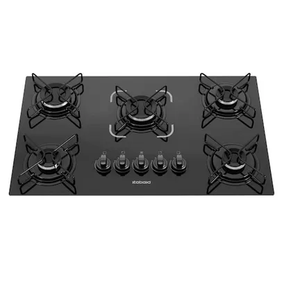 Fogão Cooktop Itatiaia Essencial 5 Bocas Mesa Vidro Preto Bivolt