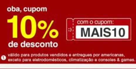 Cupom de 10% _AMERICANAS