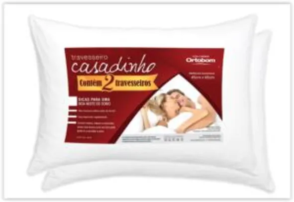 2 Travesseiro Ortobom Casadinho Siliconizada 45 x 65 cm Branco | R$ 28