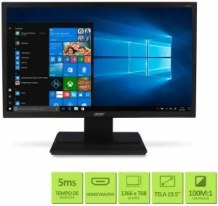 Monitor Acer, V206HQL, 19.5" LED, 1366 X 768