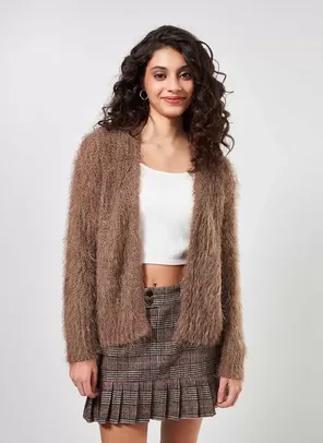 Cardigan de pelinho marrom