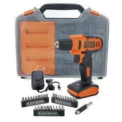 Kit Parafusadeira/Furadeira 3/8 Pol. a Bateria Íon Lítio 12V 1,5A Bivolt com Maleta e 31 Acessórios - BLACK+DECKER-LD12SCBR