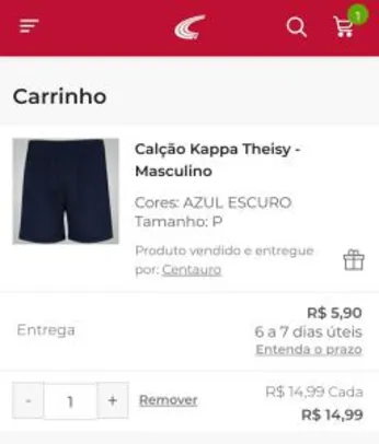 Calção Kappa Theisy Masculino - R$15