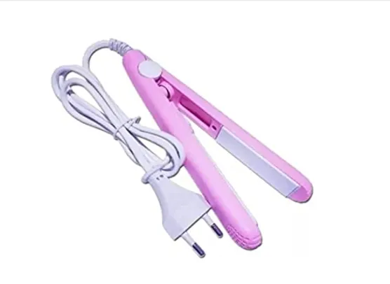 Mini Chapinha Prancha De Cabelo Portátil Para Bolsa Bivolt Cor: Rosa