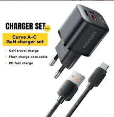 [Já Com Imposto] Kit Carregador Essager-Chargeur Rapide Usb Tipo C, 20w, Qc 3.0