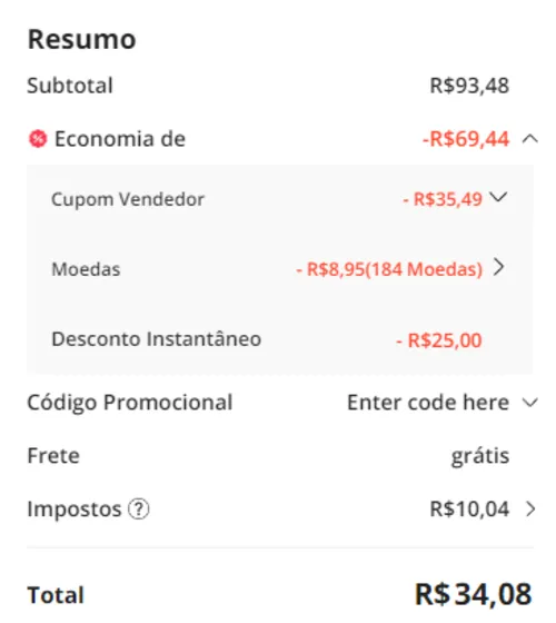 Imagem na descrição da promoção