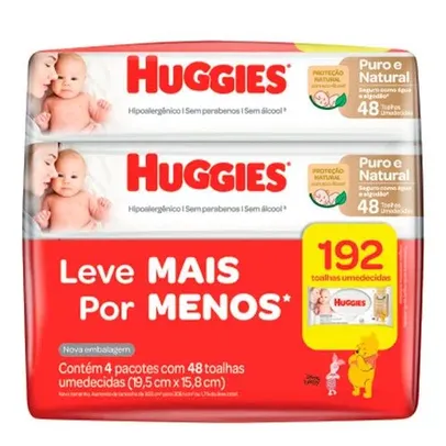 [leve 3] Lenço Umedecido Huggies Puro & Natural 4 Unidades