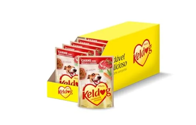 Prime Pack de Ração Úmida Cães Keldog Sachê Carne, Ervilha e Cenoura - 20 unidades 100g