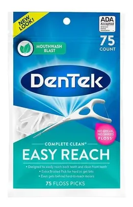 Fio Dental Dentek Floss Picks Complete Clean Easy Reach 75un