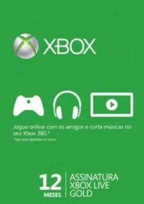 Cartão Xbox Live Gold 12 meses