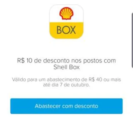[APP] R$10 OFF no Shell Box pelo Mercado Pago