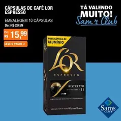 [SamsClub] Cápsulas de Café Lor ou Pilão - Leve 6, Pague 3