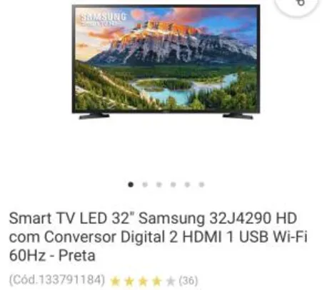 [Cartão Shoptime] Smart TV LED 32" Samsung 32J4290 HD  por R$ 752