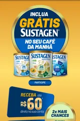 Até R$60 de cashback ao comprar Sustagen