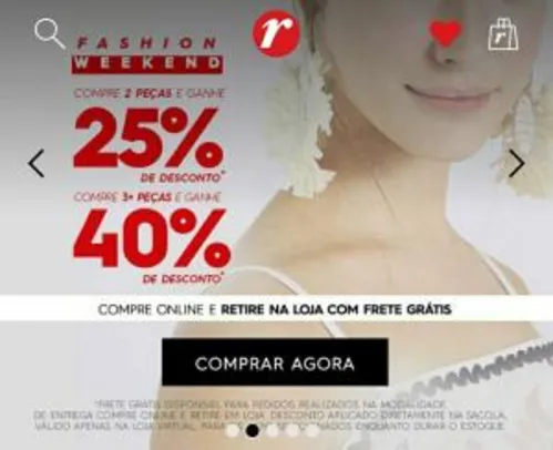 40% OFF na compra de 3 ou mais peças da lista selecionada