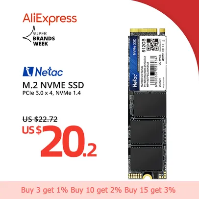 Saindo por R$ 126,23: (Conta Nova) SSD Netac NVME 256GB | Pelando