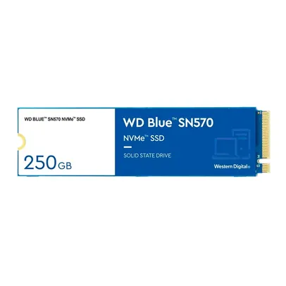 SSD 250 GB WD Blue SN570, M.2 2280, NVMe, Leitura: 3300MB/s e Gravação: 1200MB/s, Azul