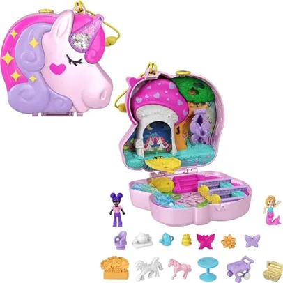 Polly Pocket Brinquedo Estojo Festa do chá de unicórnio