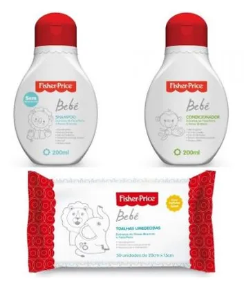 kit shampoo + condicionador + lencinhos suave - fisher price