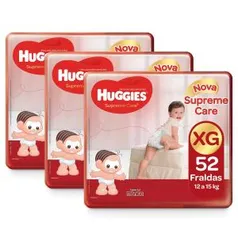 Fralda Huggies Supreme Care XG - 156 Unidades | R$134