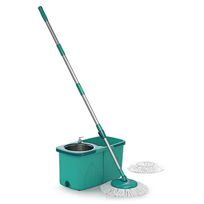 Mop Giratório Pró duas águas, balde com 9 litros, Cesto Inox e Divisor de água, MOP7824, Flash Limp