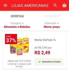 Desconto 37% caixa de suco 1L