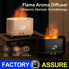 [🇧🇷] Umidificador de Ar de chama 225ml fragrância ultrassônica elétrica doméstica pode adicionar Óleo Essencial 7-color LED spray  