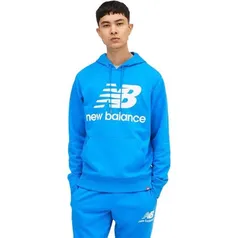 Moletom New Balance Essentials Pullover com Capuz  Masculino Esportivo Azul 