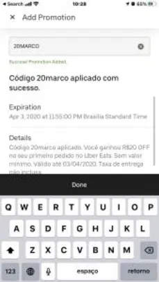 [Usuários Selecionados] R$20 OFF no seu primeiro pedido no UberEats